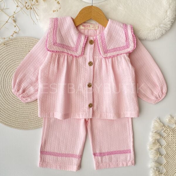 Kare Yaka Detaylı Robalı Bol Paça 2’Li Takım