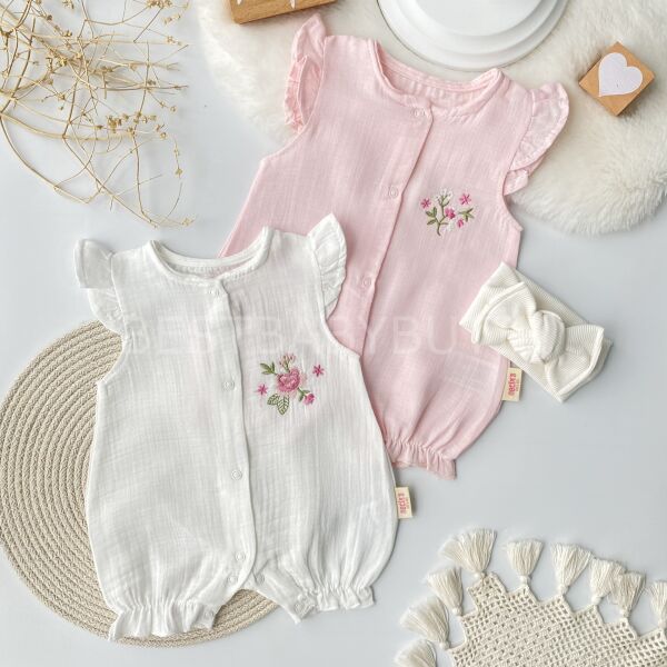 Çiçekli Müslin 2’Li Barbatöz Tulum Seti