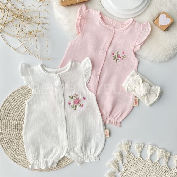 Çiçekli Müslin 2’Li Barbatöz Tulum Seti