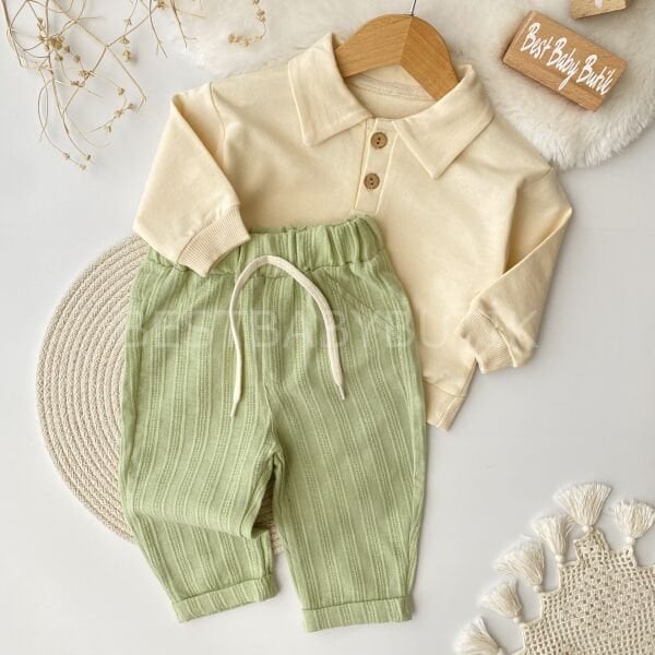 Polo Yakalı %100 Pamuk Yumuşak Pantolonlu 2’Li Takım