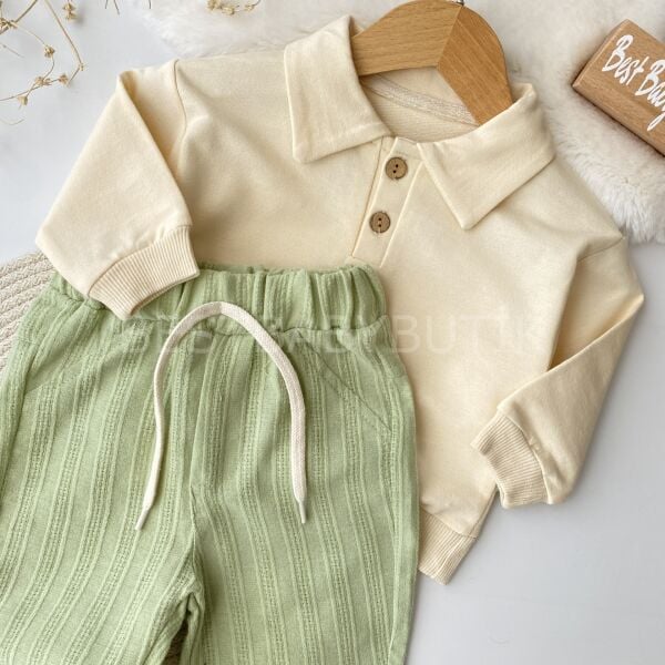 Polo Yakalı %100 Pamuk Yumuşak Pantolonlu 2’Li Takım