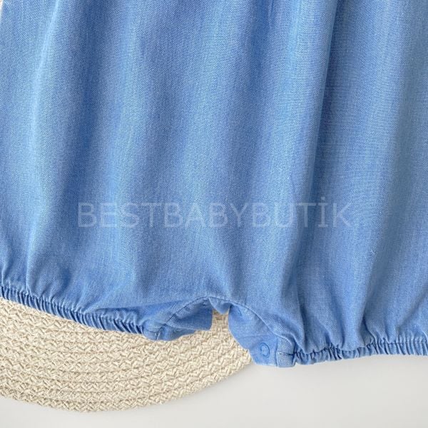 Nakış Ve Fırfır Detaylı Kot Tulum