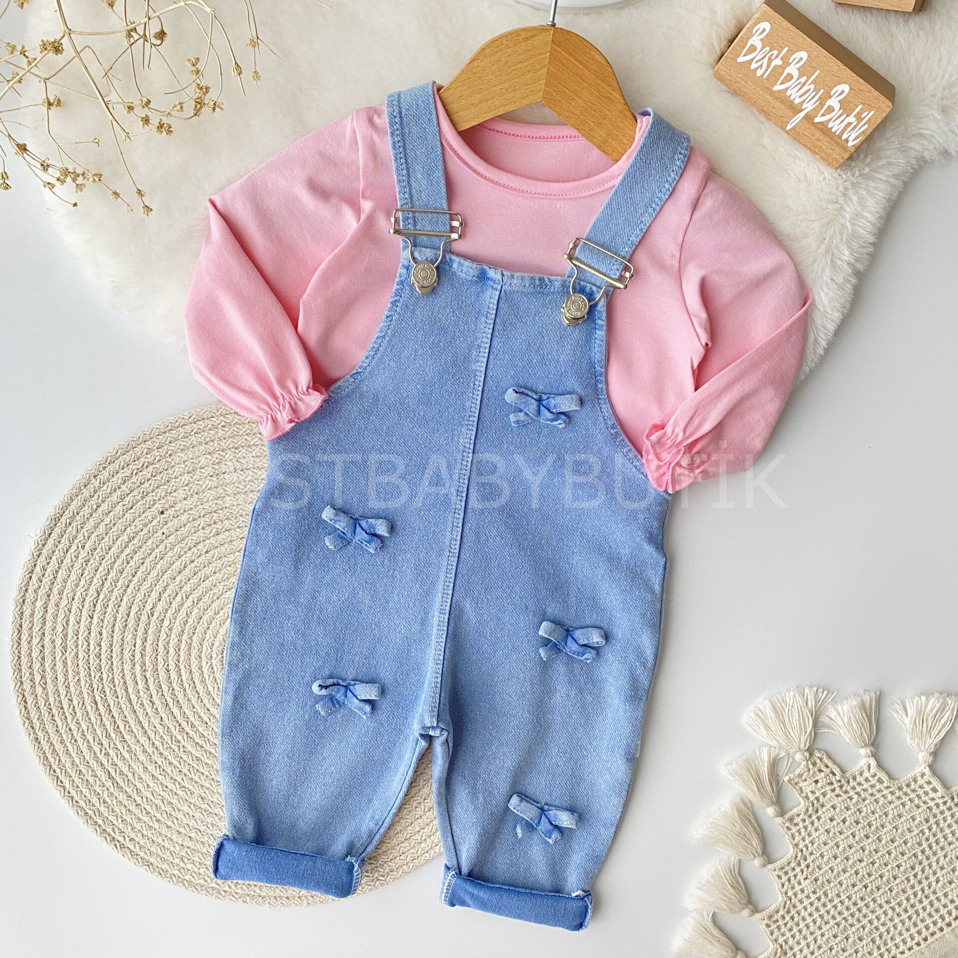 Kurdaleli %100 Pamuk Badili Kot Salopet