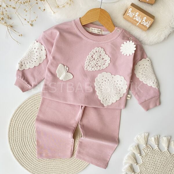 Dantel Aplikli Bol Paça Oversize 2’Li Takım