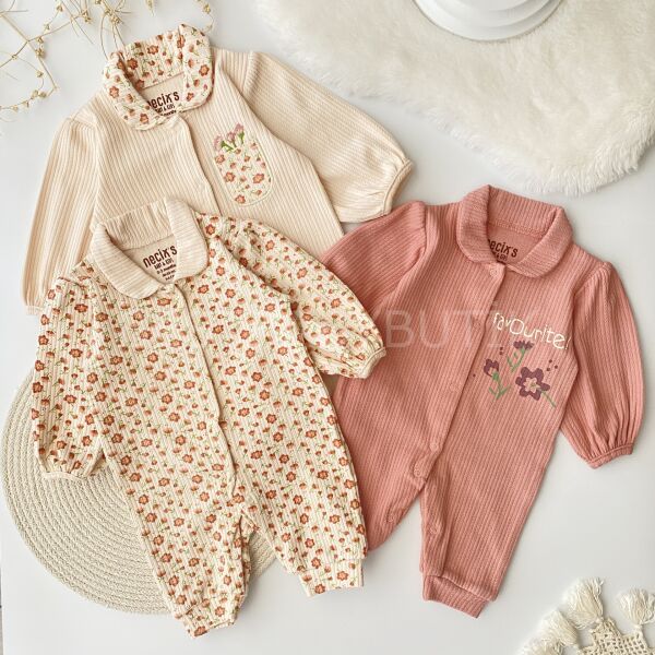 Bebek Yakalı Çiçekli 3’Lü Tulum Seti