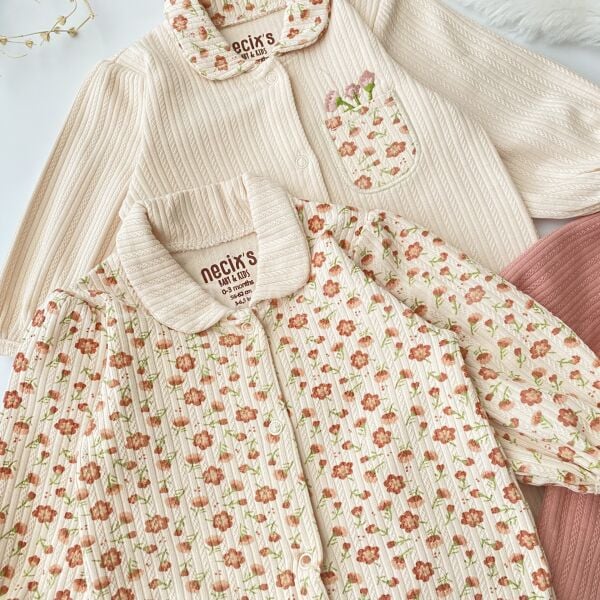 Bebek Yakalı Çiçekli 3’Lü Tulum Seti