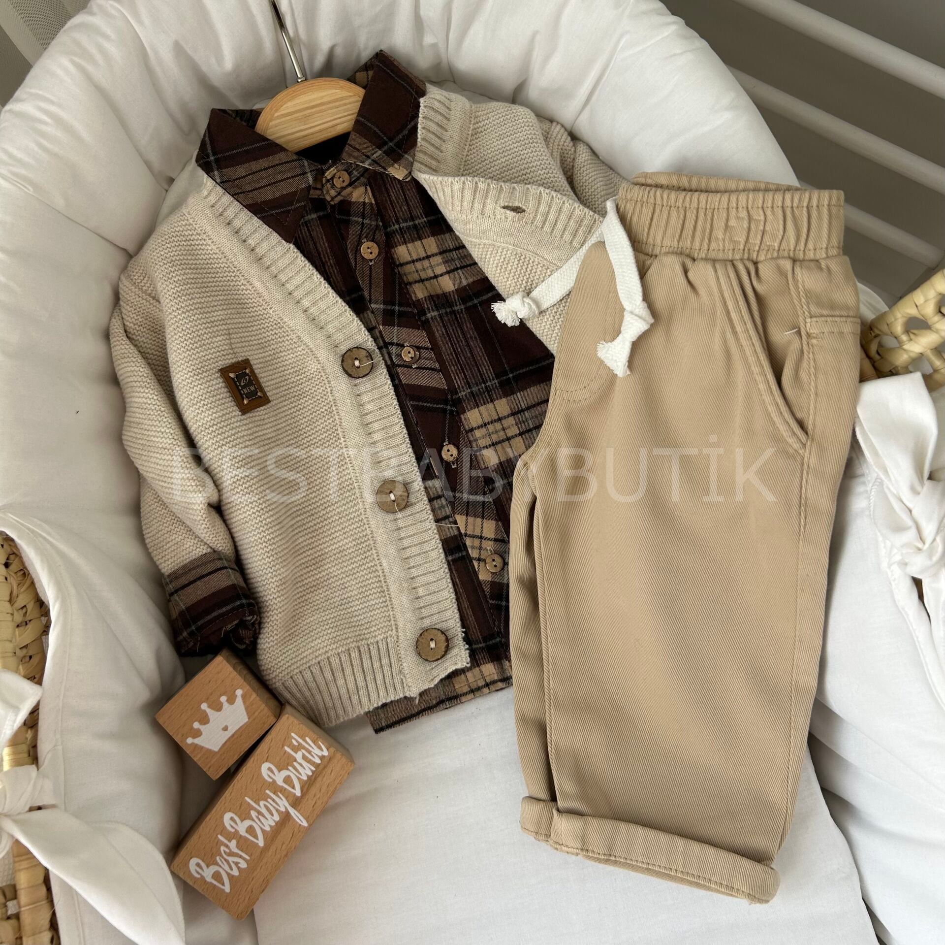 Premium Triko Hırkalı Oduncu Gömlek 3’Lü Takım 12-18 AY