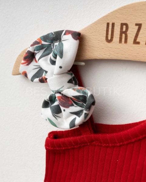 Premium Tomurcuk Çiçekli Romper Ve Bandanası 9-12 AY