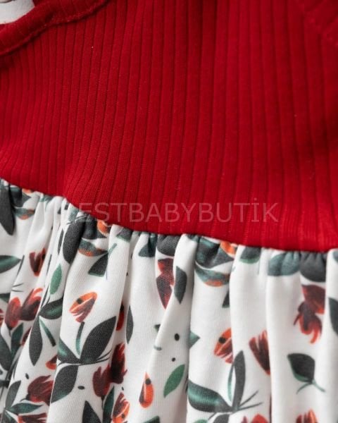 Premium Tomurcuk Çiçekli Romper Ve Bandanası