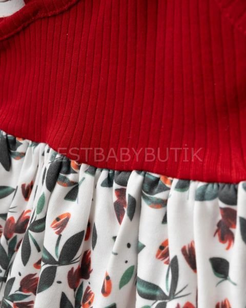 Premium Tomurcuk Çiçekli Romper Ve Bandanası 9-12 AY