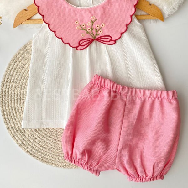 Meyra Çiçek Buketi Yaka Detaylı Şortlu 2’li Takım 18-24 AY