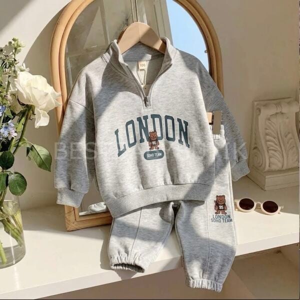 London Baskılı Oversize Fermuarlı Şardonlu Takım