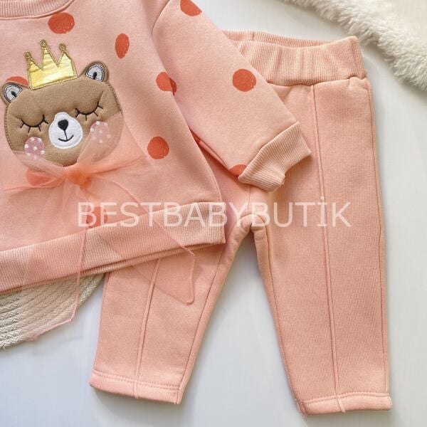 Ayıcık Detaylı Kurdaleli Benekli Şardonlu 2’Li Takım