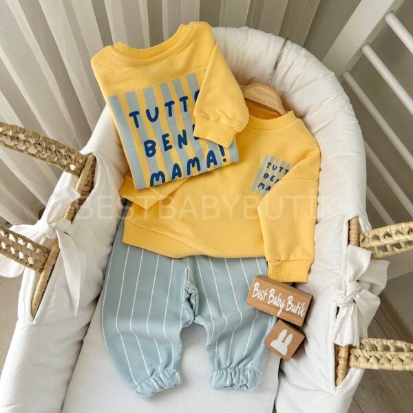 Yazı Baskılı Çizgili  Premium Oversize Eşofman Takımı
