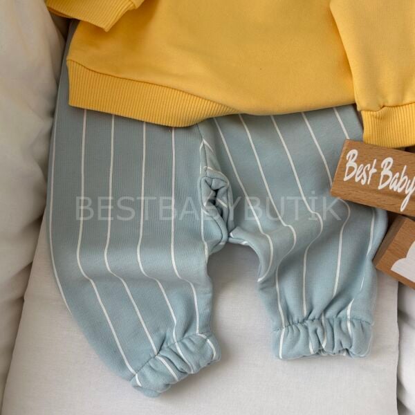 Yazı Baskılı Çizgili  Premium Oversize Eşofman Takımı 2-3 YAŞ