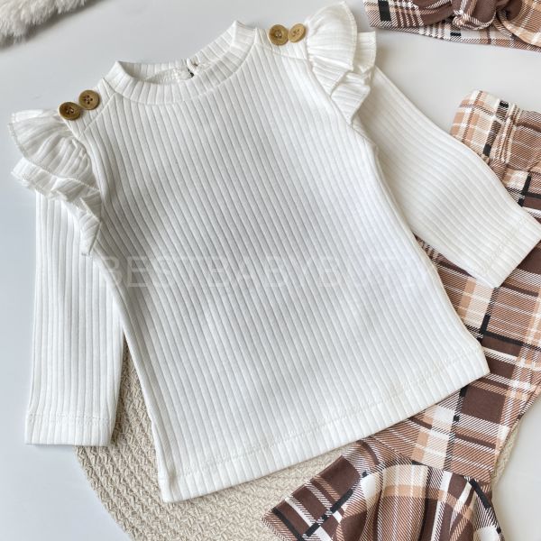 PREMİUM PÖTİKARE EKOSE DESENLİ İSPANYOL PANTALONLU 3’LÜ TAKIM