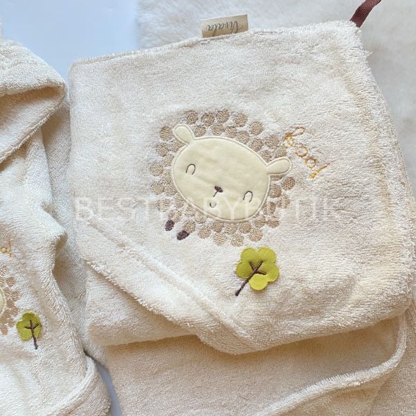 LÜKS BAMBU KUMAŞ KOALA DETAYLI UNISEX 3 PARÇA BORNOZ SETİ (0-3 YAŞ)