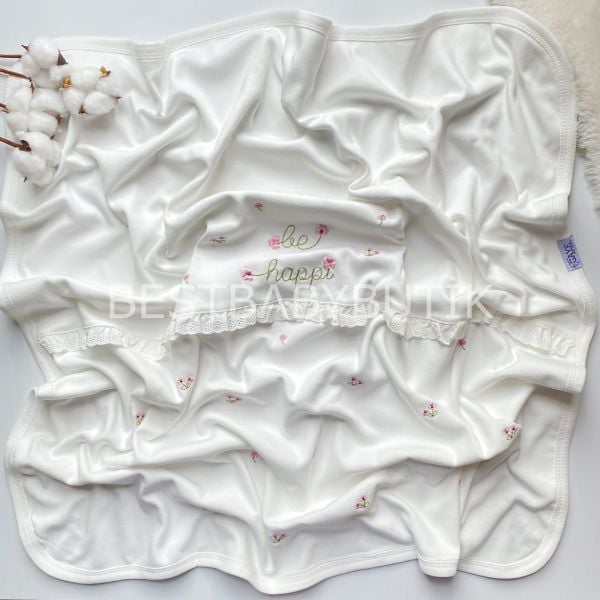 PEMBE ÇİÇEK İŞLEMELİ FİSTOLU ÇİFT KATLI BÜYÜK BOY BATTANİYE