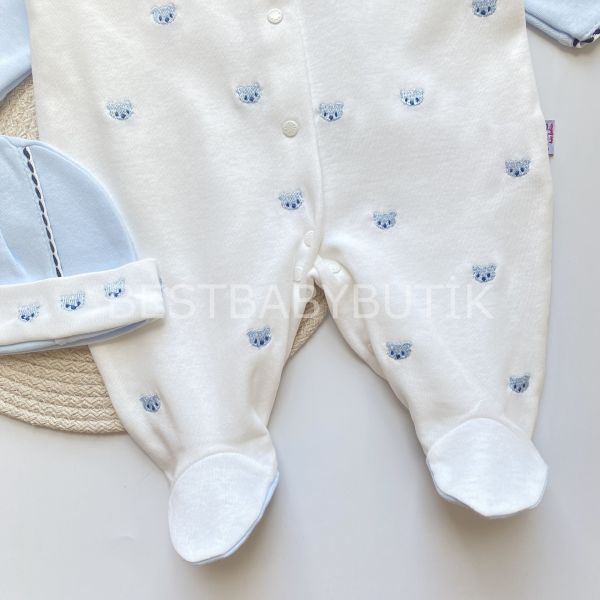 AYICIK NAKIŞ İŞLEMELİ TULUM VE BERESİ 1-3 AY