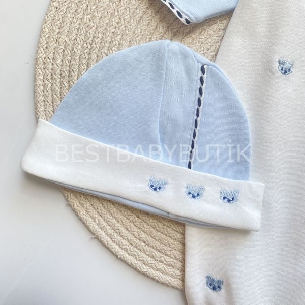 AYICIK NAKIŞ İŞLEMELİ TULUM VE BERESİ 1-3 AY