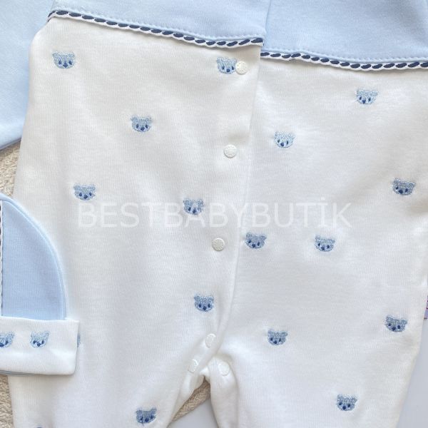 AYICIK NAKIŞ İŞLEMELİ TULUM VE BERESİ 1-3 AY