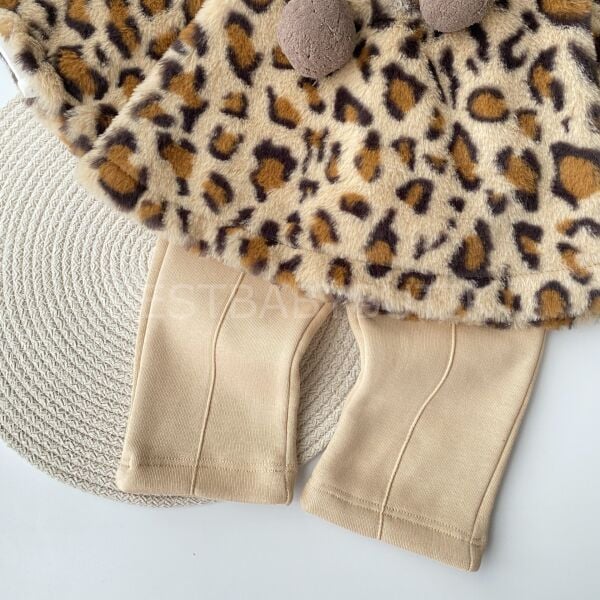Leopar Desenli Kürk Pançolu 3’Lü Takım