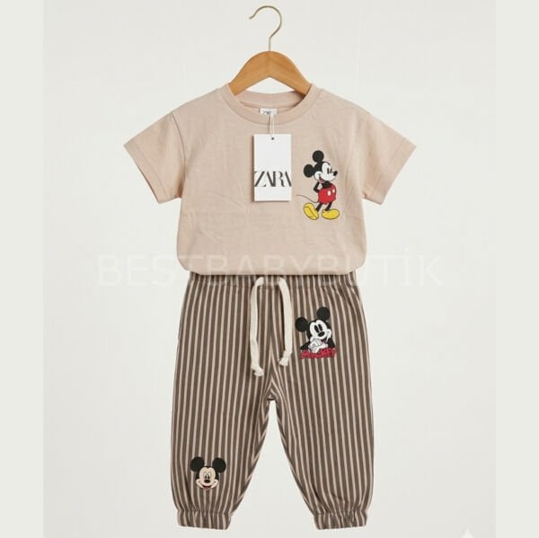 Premium Mickey Mause Çizgili Eşofman Takımı