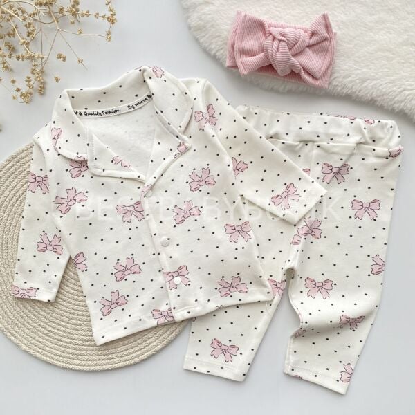 MİNİK FİYONKLU GÖMLEK YAKA PİJAMA TAKIMI