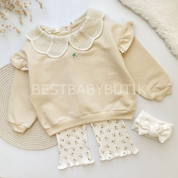 Kiraz Nakışlı Bebe Yaka 2’Li Oversize Takım