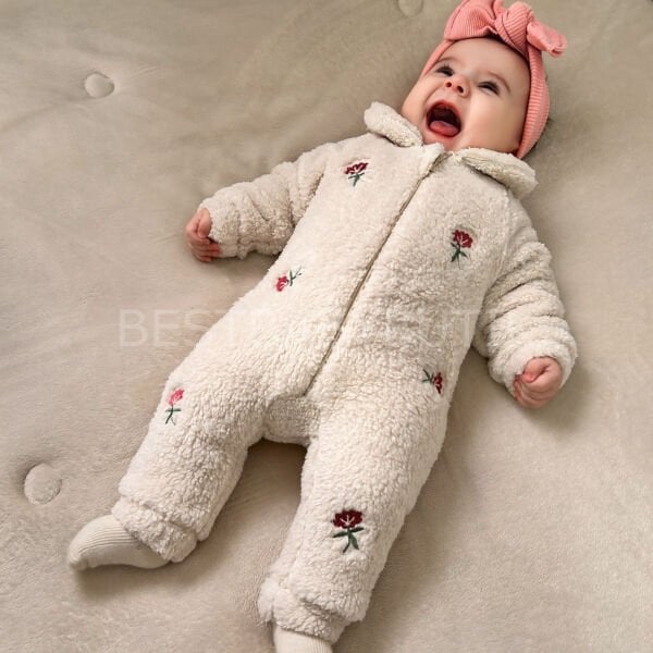 Flowers Scent Peluş Fermuarlı Tulum