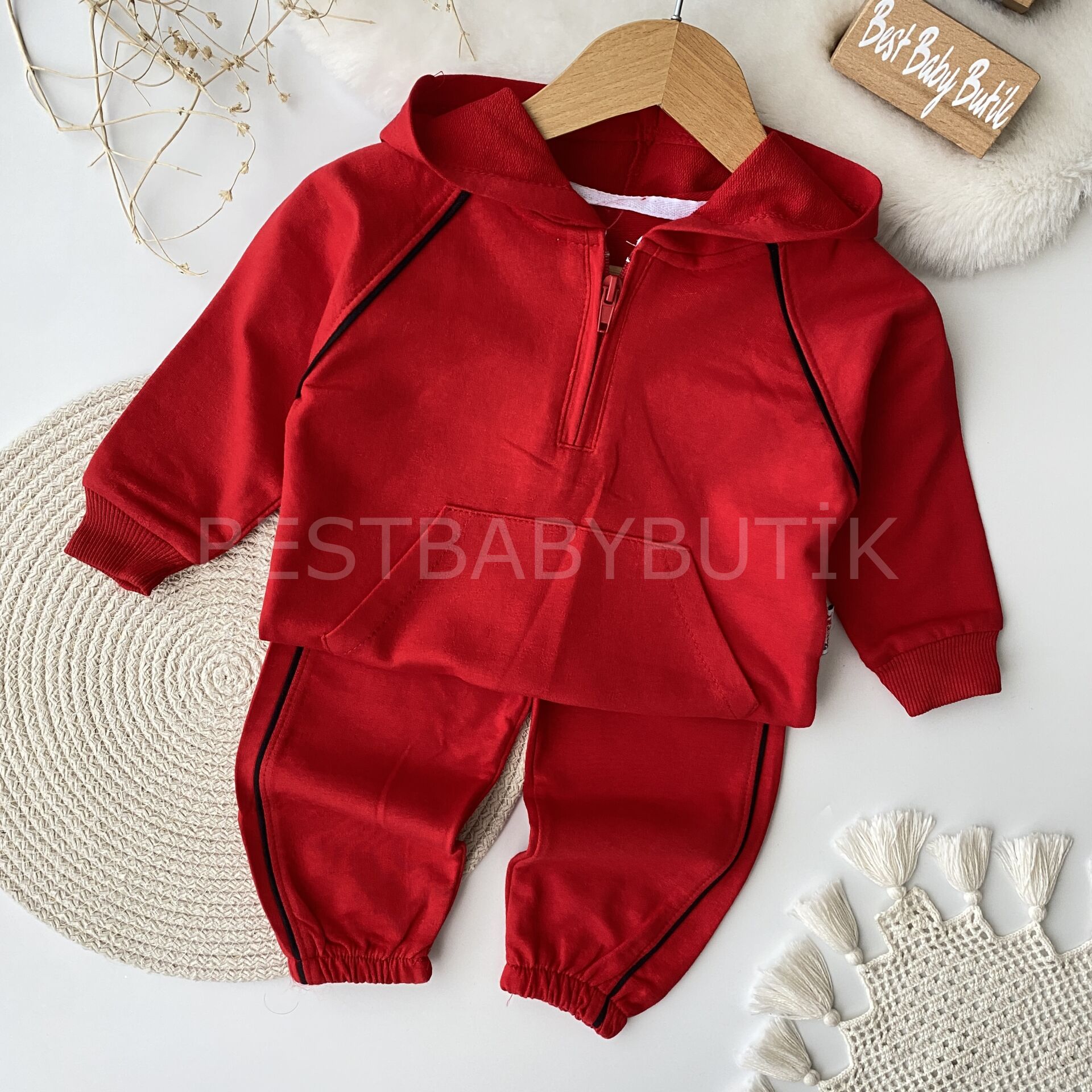 Kapşonlu Önden Cepli  Fermuarlı Takım 9-12 AY