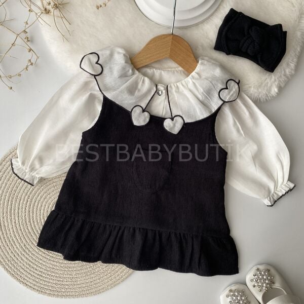 Kalp Gömlekli Fırfırlı Sırt Detaylı Elbise