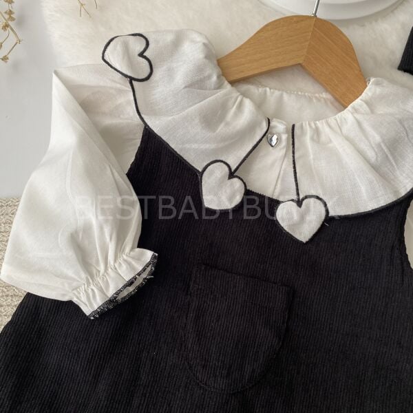 Kalp Gömlekli Fırfırlı Sırt Detaylı Elbise