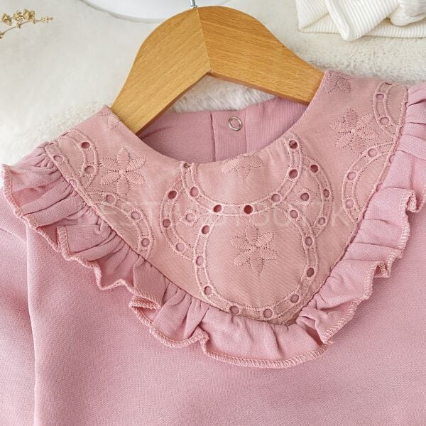 Fisto Yaka Detaylı Fırfırlı Bol Paça 2’Li Takım