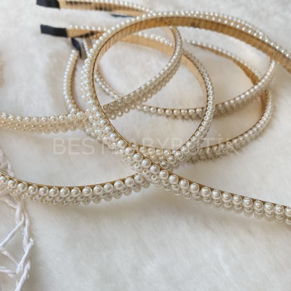 İNCİLİ ÜÇ SIRALI GOLD METAL TAÇ (ANNE,LOHUSA,MEVLÜT)