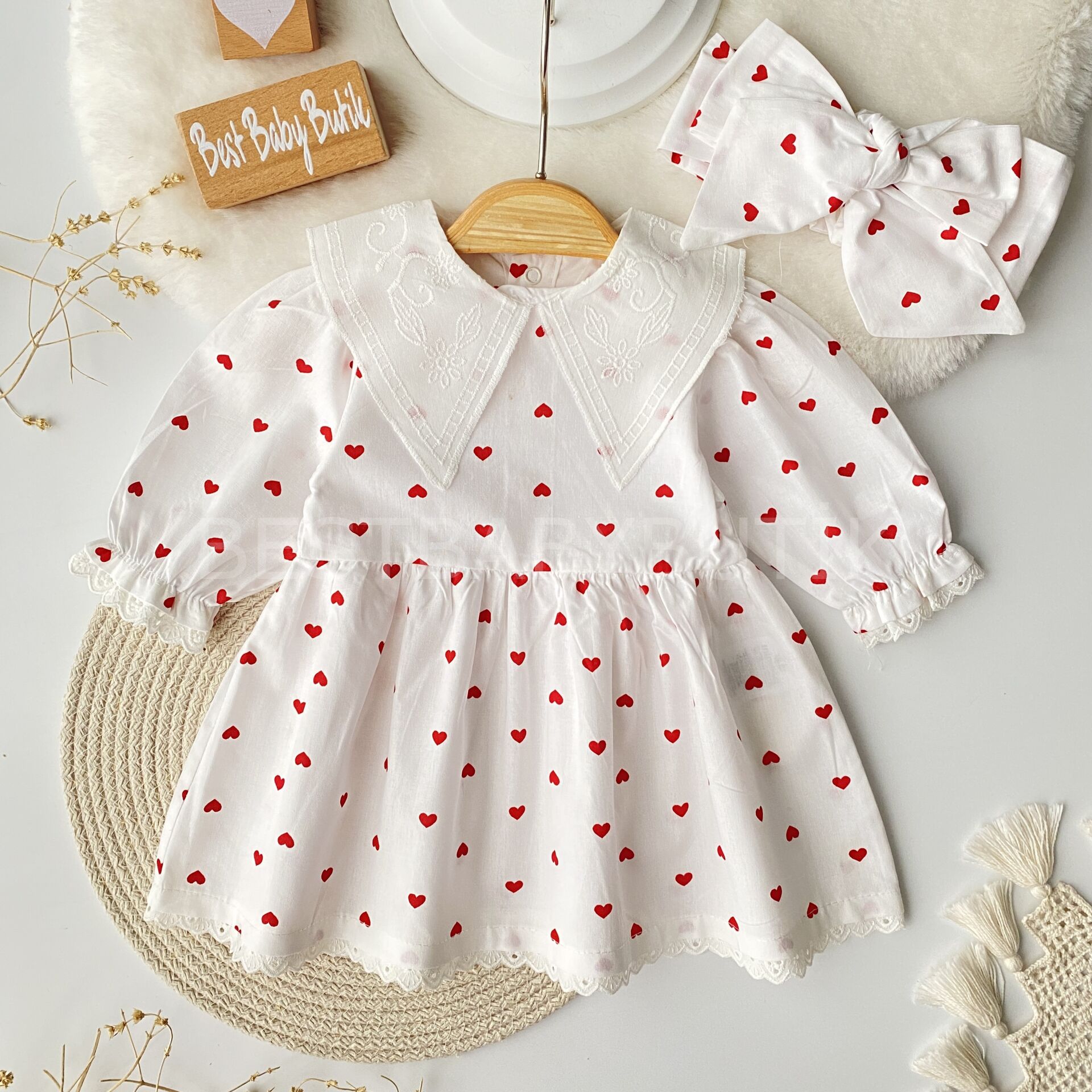 Lovely Baby Üçgen Yaka Detaylı Elbise 0-3-6 AY