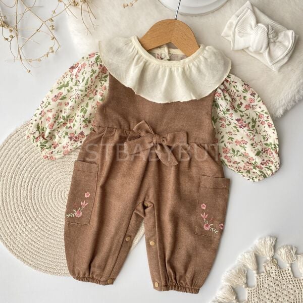 Çiçekli Müslin Gömlekli Tulum