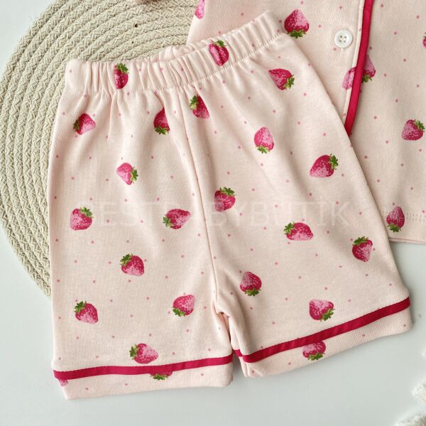 Çilek Desenli Pamuklu Pijama Takımı 6-9 AY