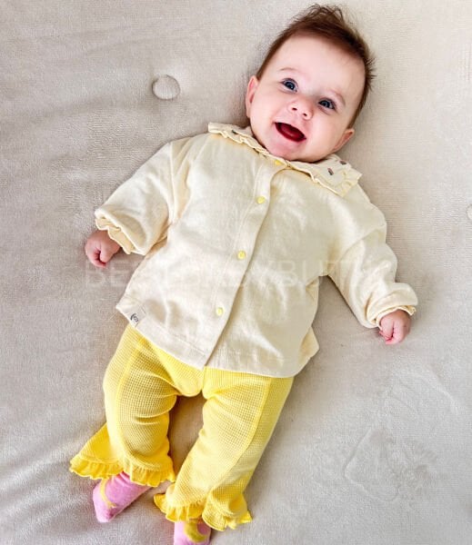 Çilek Bebe Yakalı Fırfırlı İspanyol Paça 2’Li Takım