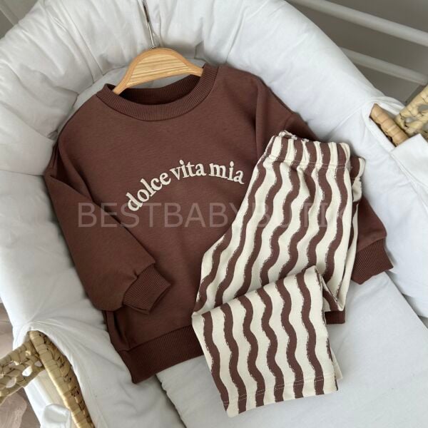 Dolce Vita Mia Nakışlı Oversize Rahat Kalıp Eşofman Takımı 18 AYLIK