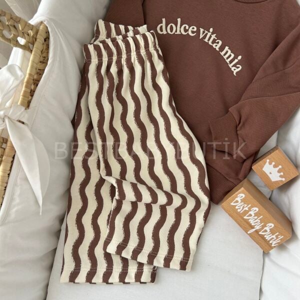 Dolce Vita Mia Nakışlı Oversize Rahat Kalıp Eşofman Takımı 18 AYLIK