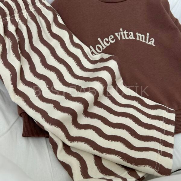 Dolce Vita Mia Nakışlı Oversize Rahat Kalıp Eşofman Takımı 18 AYLIK