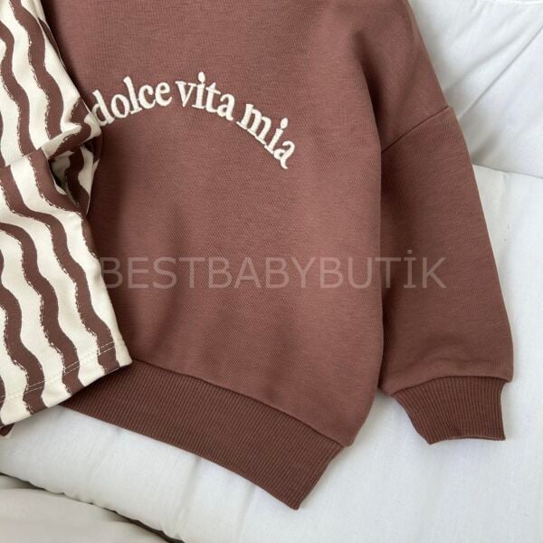 Dolce Vita Mia Nakışlı Oversize Rahat Kalıp Eşofman Takımı 18 AYLIK