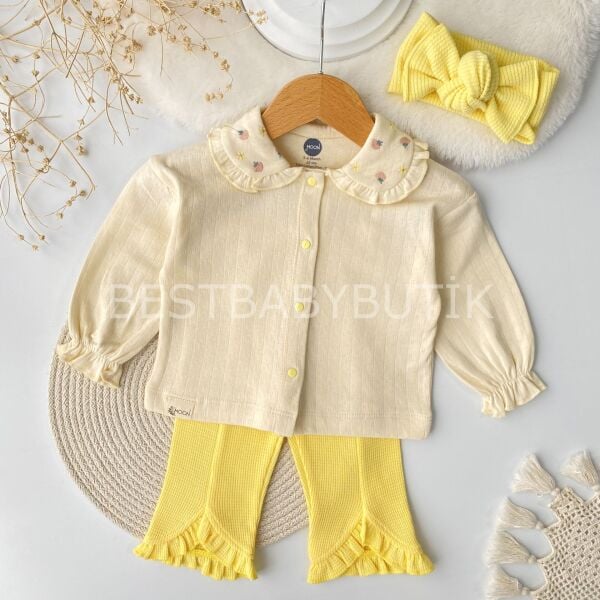 Çilek Bebe Yakalı Fırfırlı İspanyol Paça 2’Li Takım