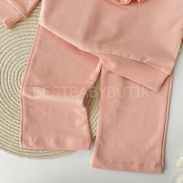 Fisto Yaka Detaylı Fırfırlı Bol Paça 2’Li Takım