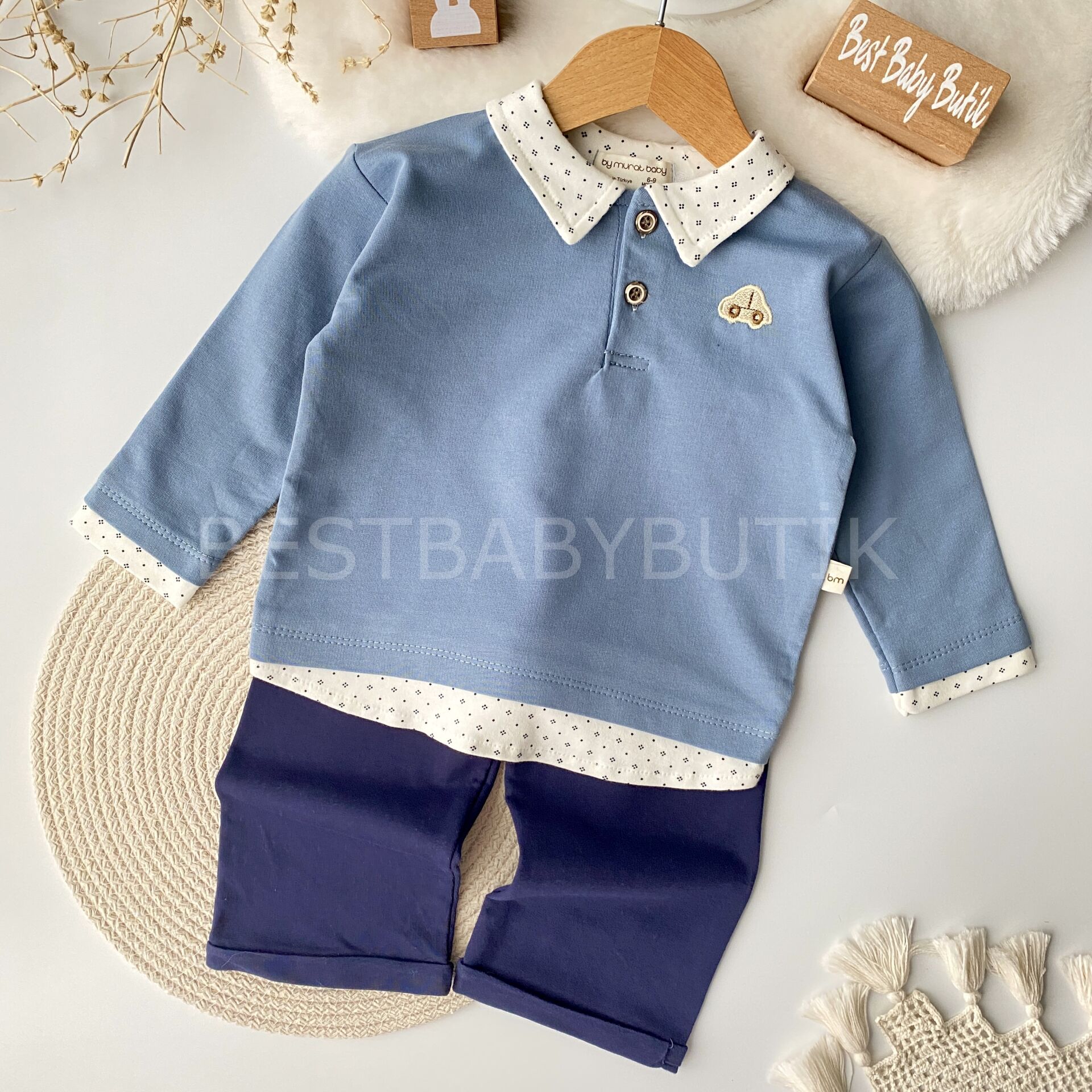 Arabalı Polo Yaka Gömlek Görünümlü 2’Li Takım