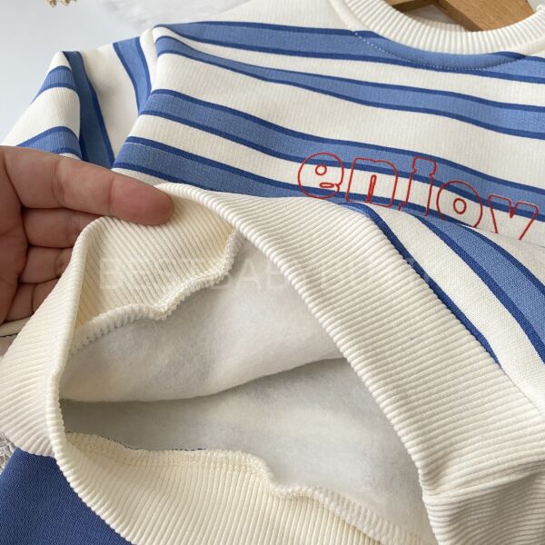 Emoji Çizgili Cep Detaylı Şardonlu Kışlık 2’Li Takım