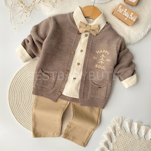 Premium Triko Hırkalı Gömlekli 3’Lü Takım