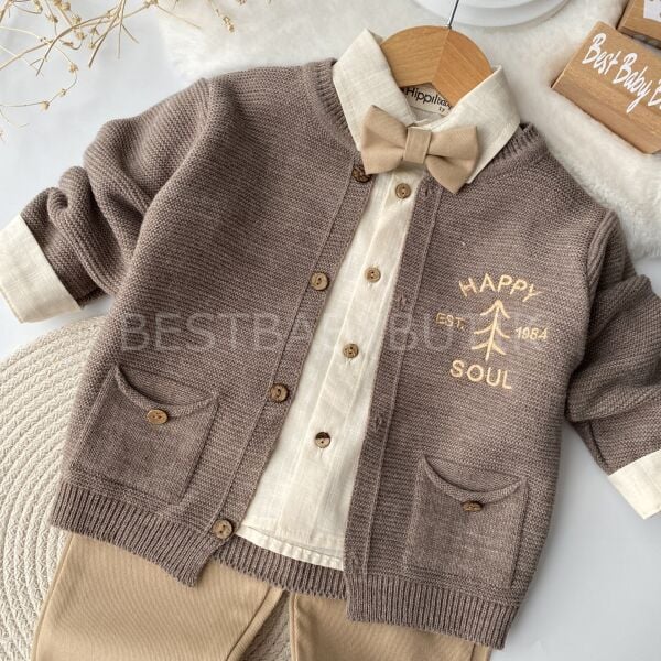 Premium Triko Hırkalı Gömlekli 3’Lü Takım