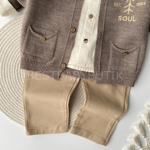 Premium Triko Hırkalı Gömlekli 3’Lü Takım